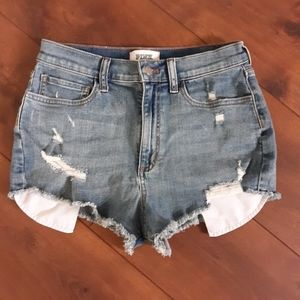 PINK VICTORIA'S SECRET DISTRESSED HIGH WAIST DENIM